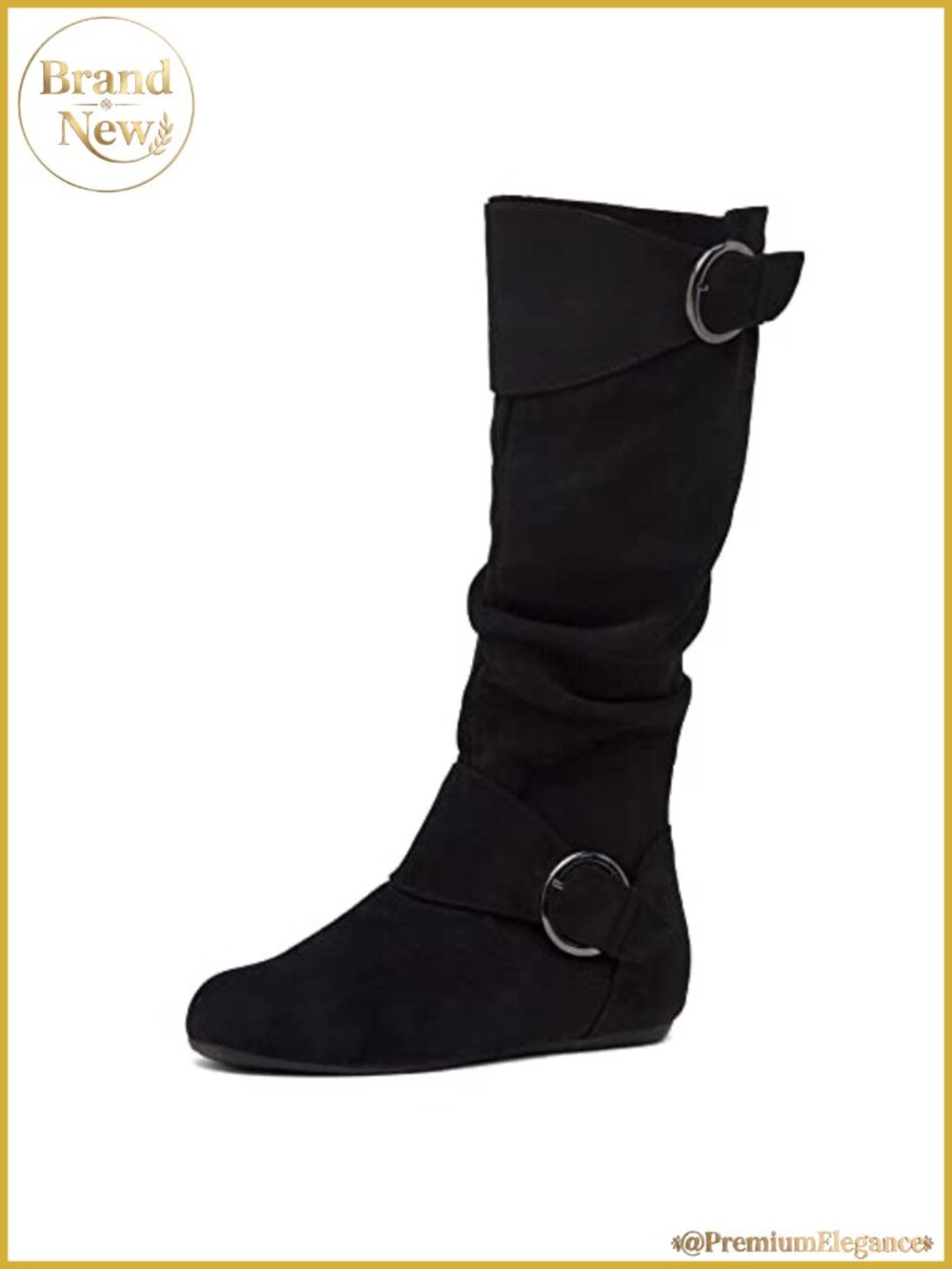 Suede Slouchy Knee-High Flat Boots with Side Zipper Comfortable Tall Booties